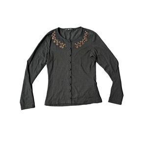 Kiki Riki Cardigan Black with a Round Neck. Women's Size Small
